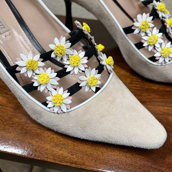 Fabrizio Viti Daisy Heels Pump Priscilla Beaulieu boho retro size 9.5 (39 1/2) - Picture 2 of 14